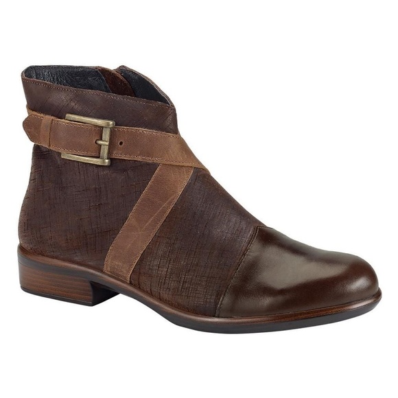 Naot Boreas Ankle Boot Walnut/Mine Brown/Saddle Leather Boots Crisscross Booties
